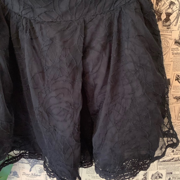 Free People Black Skirt Lined SZ XS Floral - Picture 3 of 6